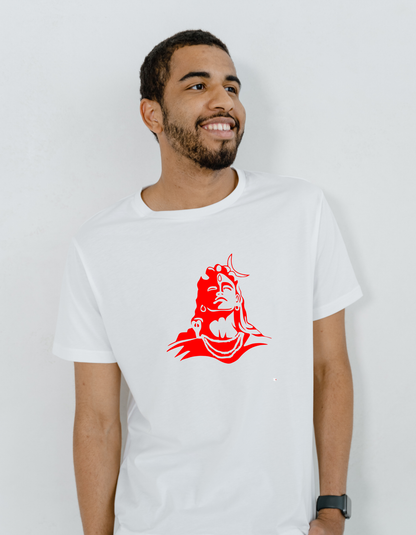 Shiva – White Premium T-Shirt (Red Print)